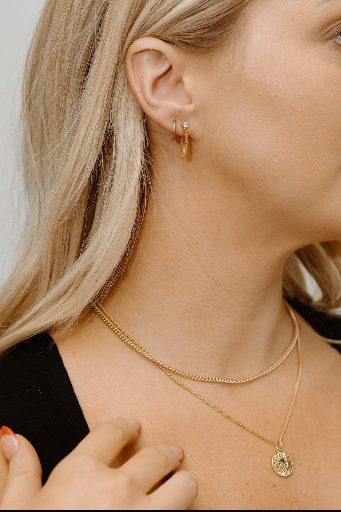 Dainty Drop Chain Studs